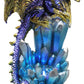 Ebros 6.25' Tall Purple And Gold Cosmic Galaxy Dragon On Blue Crystal Stalactite Rock Statue With Led Night Light Feature As Dungeons And Dragons Fantasy Decor Accent Figurine