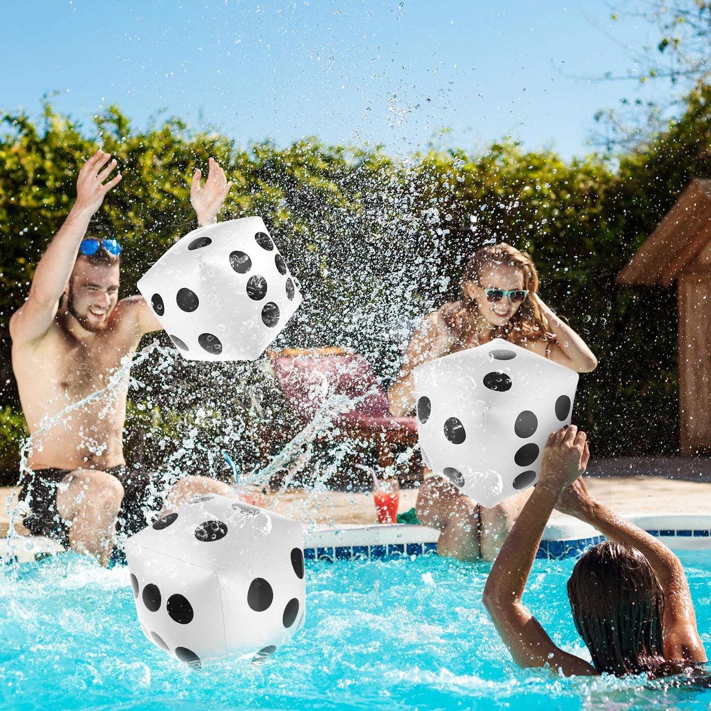 Prasacco Giant Dice - Jumbo Dice for Pool & Lawn Games  2 Pcs  30cm  White