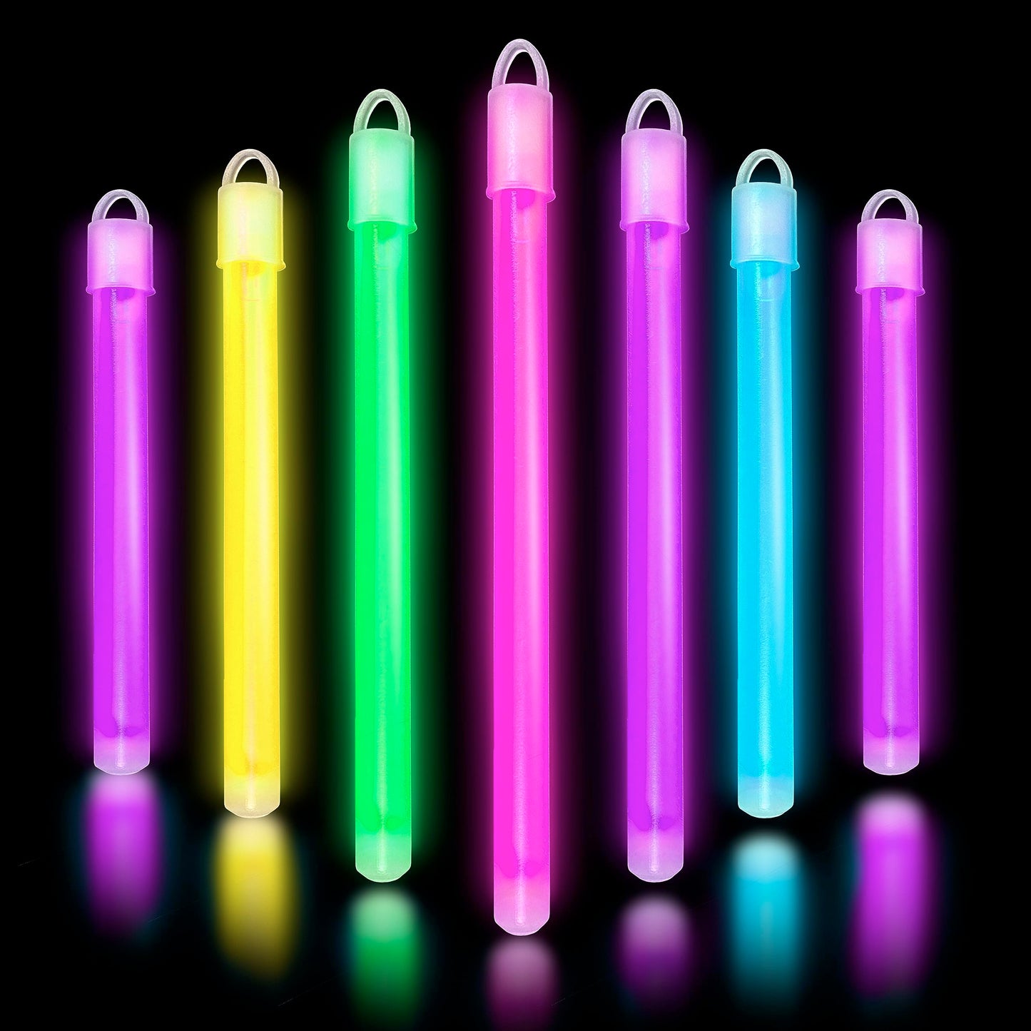 Glow Fever Glow In The Dark Sticks - 50 Ct 6' Glow Sticks Bulk Party Pack With End Caps & Lanyards - Glow Party Favors For Concert, Festival, & Wedding Neon Light Sticks By Party Dragon, Multi