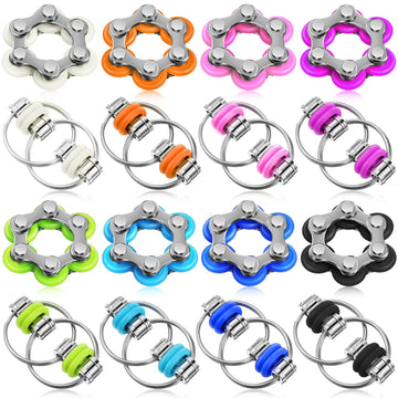 Chengu 16 Pcs Fidget Toys Set Include 8 Six Roller Chain And 8 Key Flippy Chain Stress Reducer Anxiety Relief Bike Toys For Teens Adults Adhd, Add, Autism(Cute)