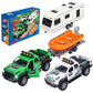 G.C 4 Pack Pickup Truck Trailer Toys for Boys&Girls Kids Toy Camper Boat Diecast Truck Vehicle 1:36 Scale Pull Back Metal Car To