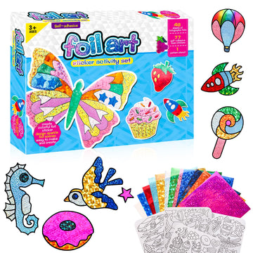 Foil Art Kit for Kids - Foil Fun Craft Kits & Supplies, No Mess Art for Kids, Foil Foam Stickers Art Craft Activity for Kids, DI