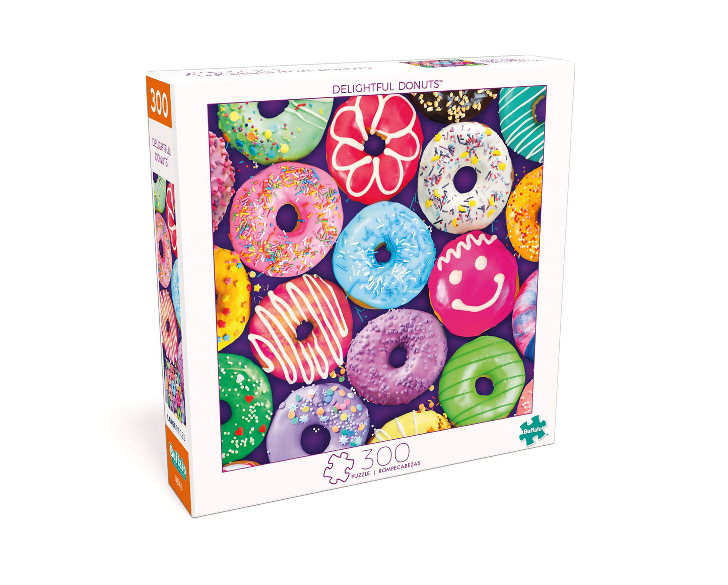 Buffalo Games - Delightful Donuts - 300 Large Piece Jigsaw Puzzle Multicolor, 18'L X 18'W