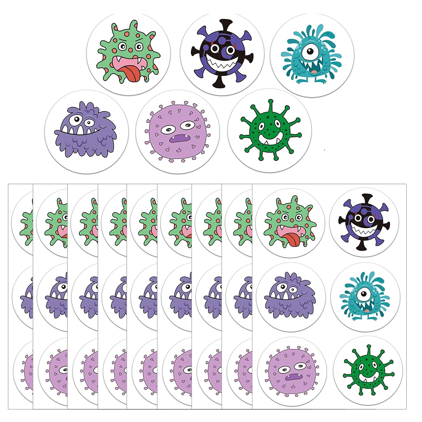 2.5 Inch Round Germ Dot Stickers Germs Labels Germ Stickers 120pcs
