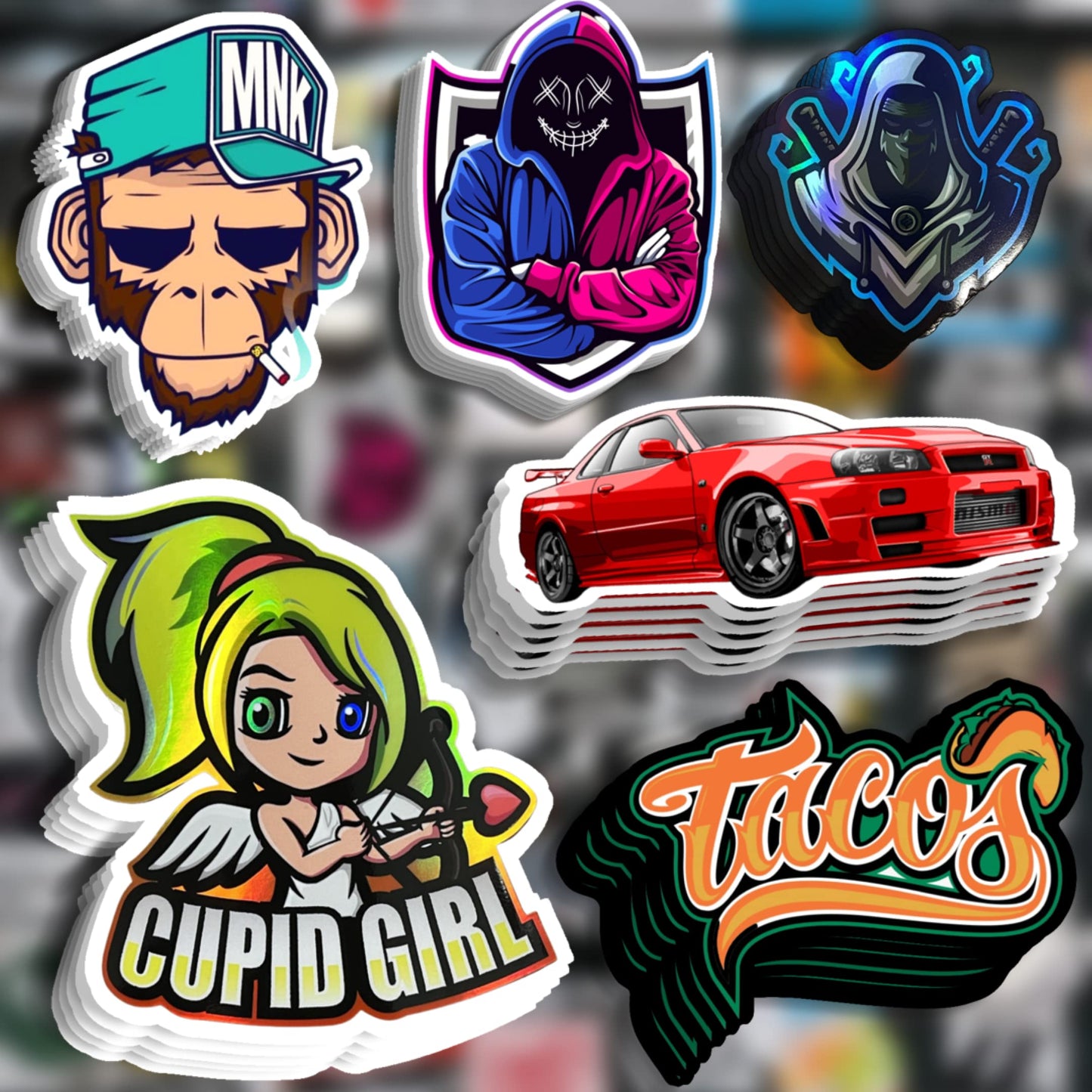 Vulgrco Personalized Custom Individually Die Cut Stickers Decals For Fun, Business, Weddings, Birthdays, Gifts Waterproof (Stand