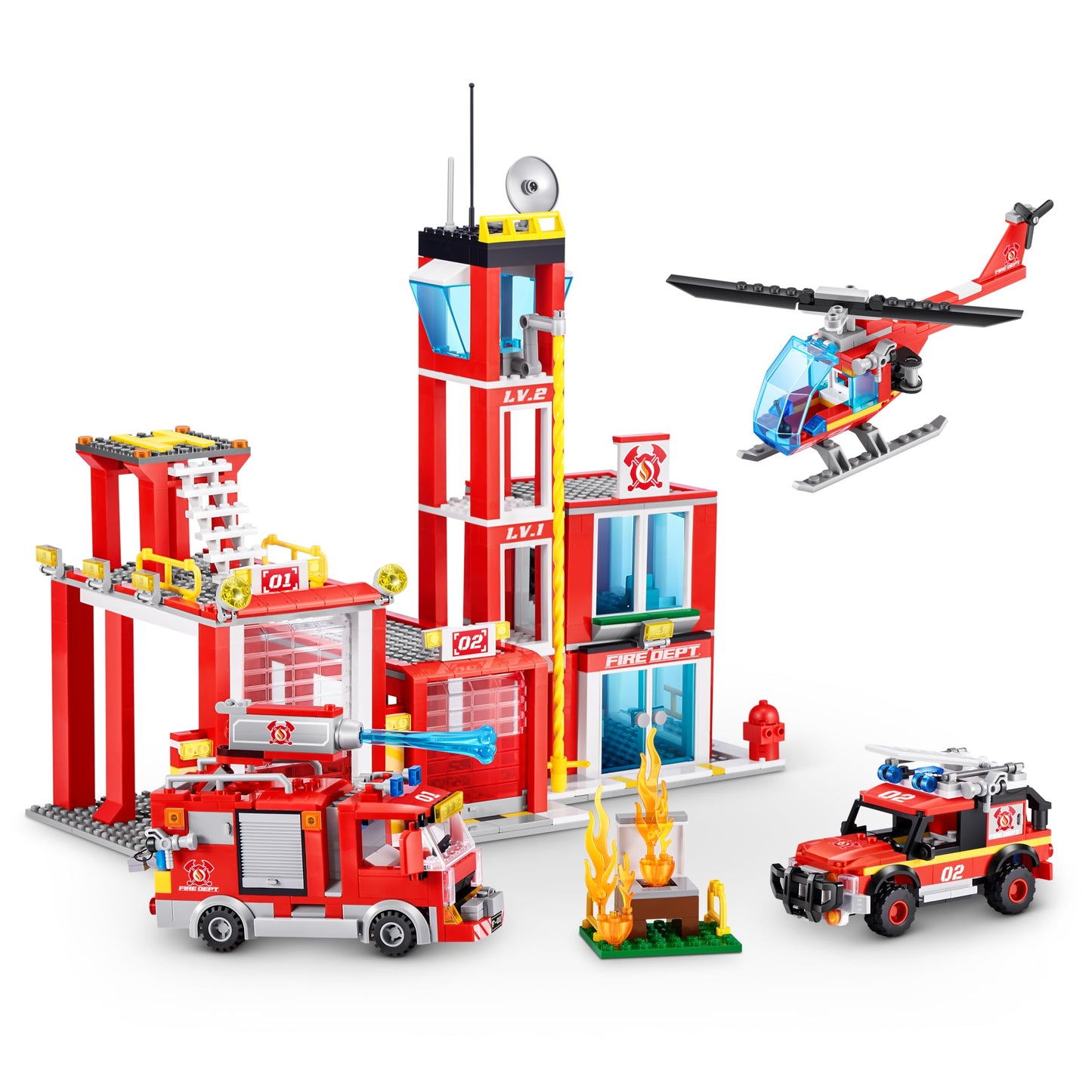 MAX Adventure Fire Rescue Playset (916 Pieces) Building Bricks Toys for Kids 5+ Create Vehicles and More UNbox Discover