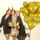 Biapian Gold Heart Balloons, 10Pcs Glitter Gold Heart Shape Balloons Foil, 18Inch Valentines Love Balloons Helium For Valentines