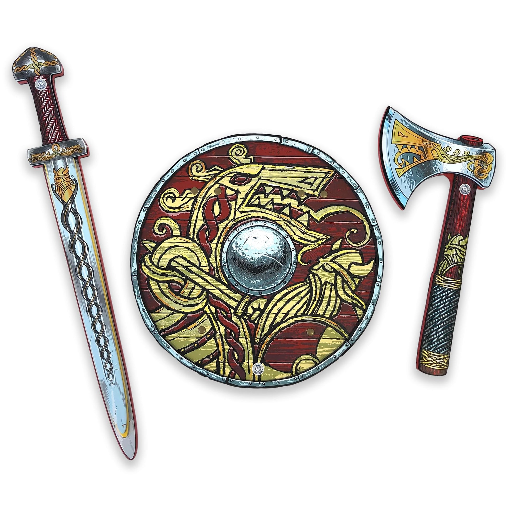 Liontouch - Viking Foam decorative replica blade  Shield & Axe | for Kids Aged 3-8 Years | Chief Haralds Medieval Set for Little Warriors & Berserkers Pretend Play | Safe Weapon Accessories for Dress Up & Costumes