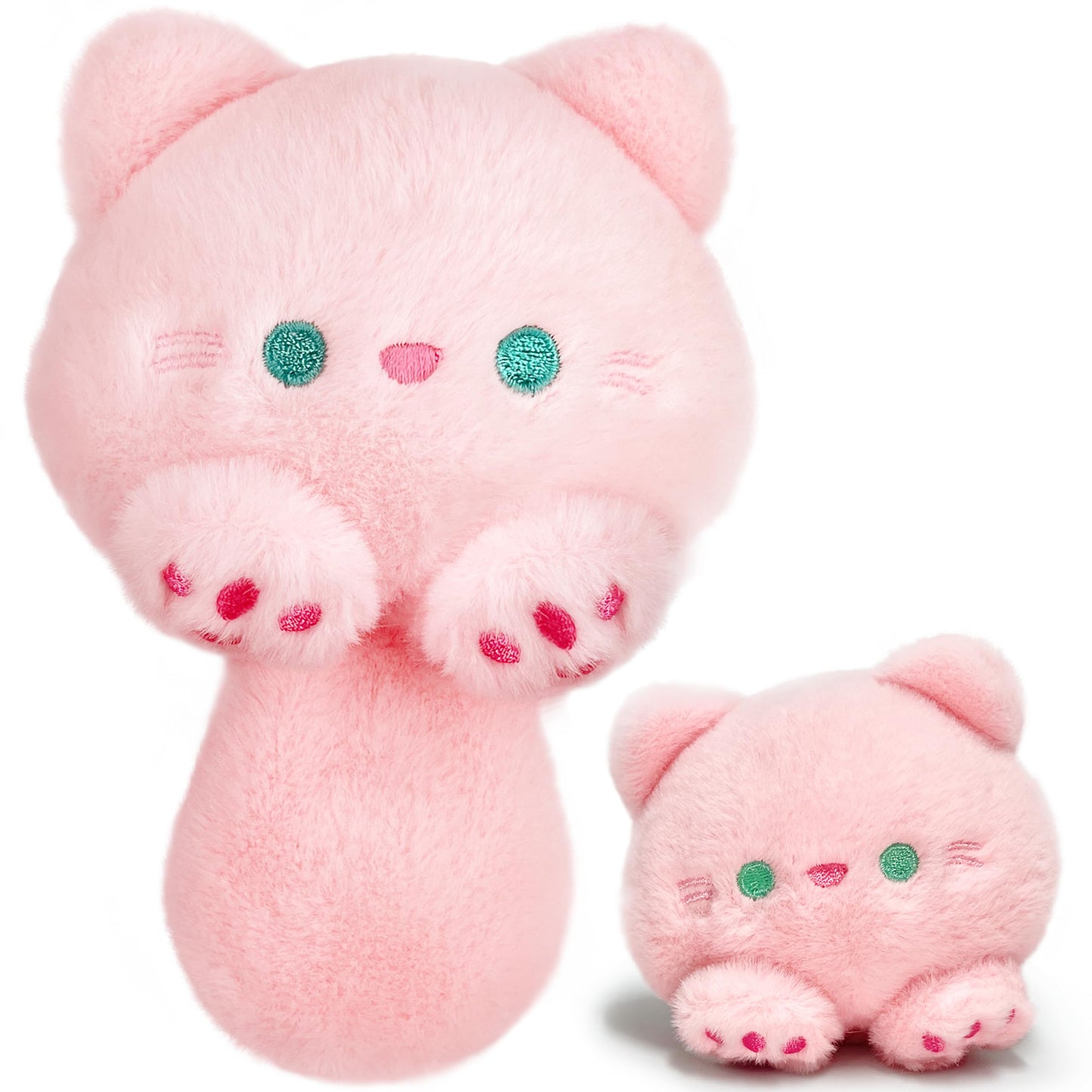 Pink Cat Stuffed Animals, Kawaii Plush Toy For Girls And Boys, Soft Cuddly Cats Plush Toys Keychain That Make Sounds, Fun And Cu