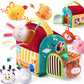 BUMBELIN Baby Toys 6-12 Months - Soft Barn with Stuffed Farm Animals, Sensory Balls, Crinkle Paper & Mirror - Montessori Toys fo