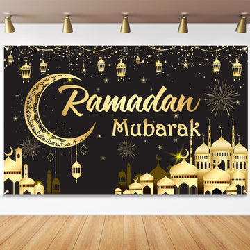 Ramadan Mubarak Party Decorations Eid Al-Adha Mubarak Backdrop For Ramadan Party Supplies Banner Photo Booth Prop
