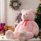 Hollyhome 5Ft Giant Teddy Bear Stuffed Animal Huge Teddy Bear Plush With Big Footprints Valentines Gift 5 Feet 5 Feet Pink