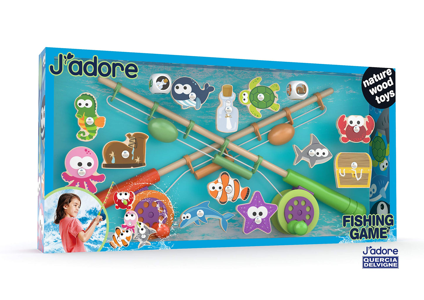 J'adore Wooden Magnetic Fishing Game Toy - Model 828984, Eco-Friendly Playtime Fun for Kids