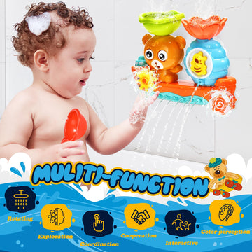 Baby Bath Toys For Kids Ages 1-3 Toddler Bath Toy Bear Bathtub Toys For Babies 12 Months Boys Girls Infant Water Tub Toys 1 2 3 Year Olds Preschool Learning Gift