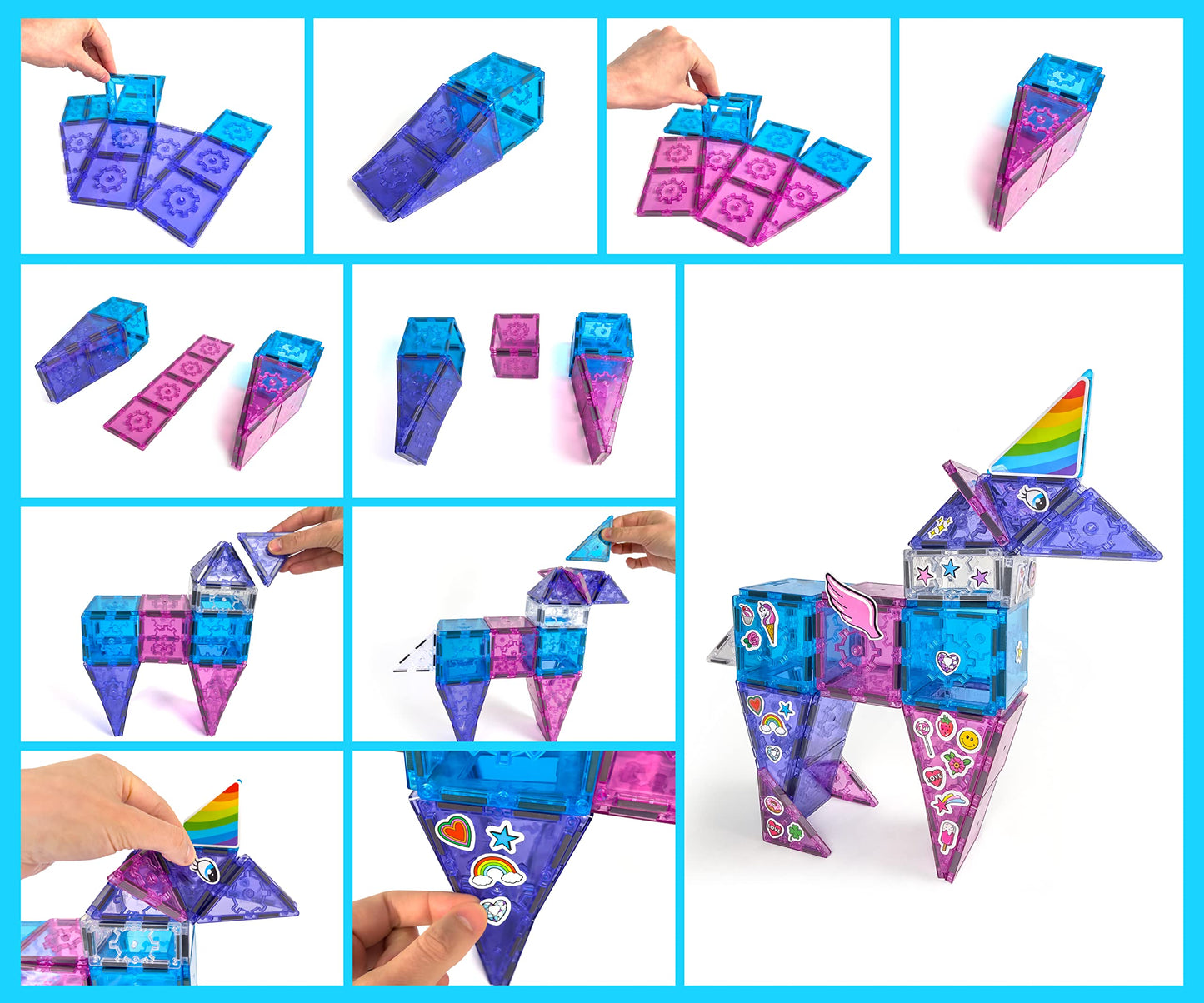 Tytan Tiles Ultimate Unicorn Magnetic Tiles Building Set, Adorable Kids Stem Toy, Creative Play, Shape & Pattern Recognition, Fi