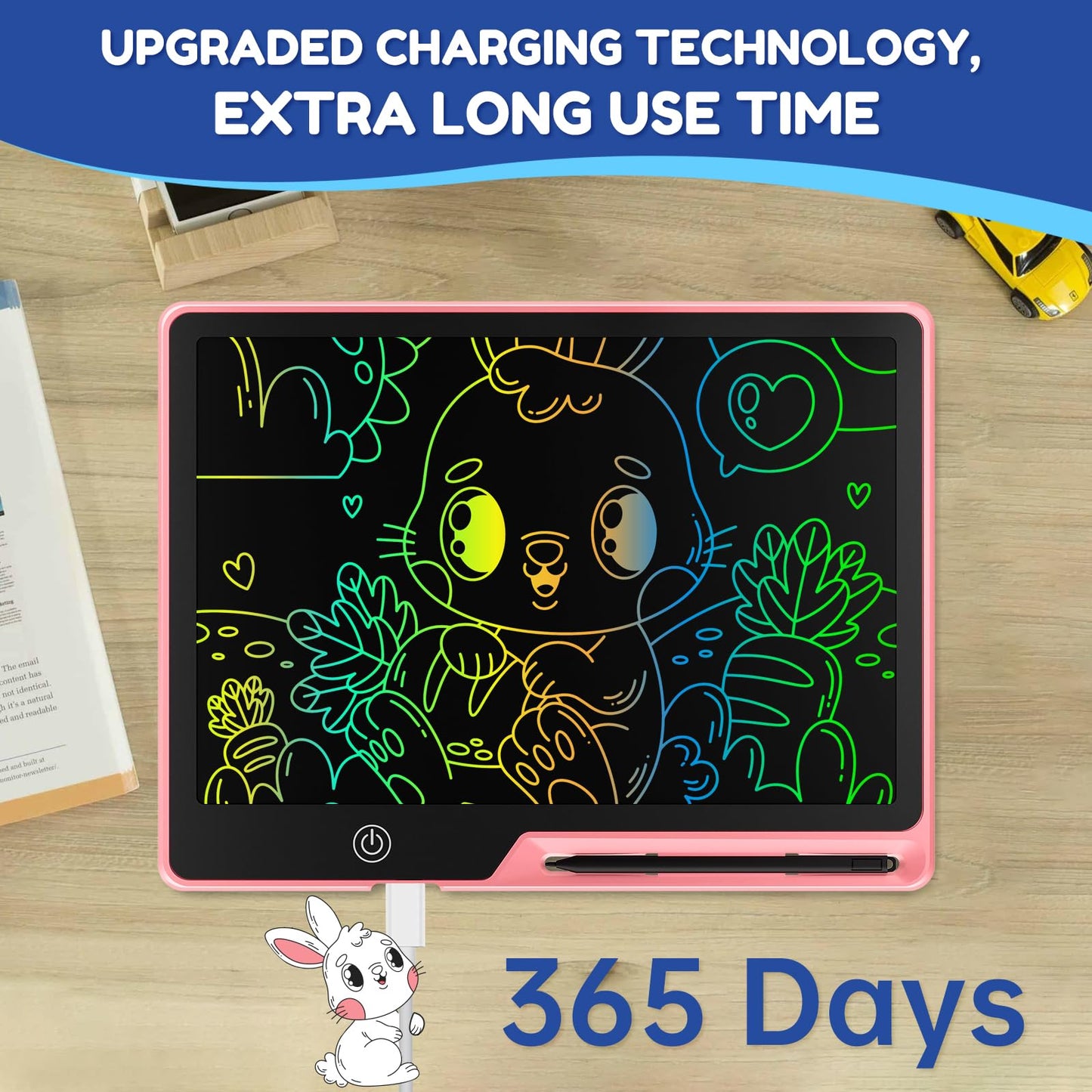 POPERFUN 2 Pack LCD Writing Tablet for Kids, 16 Inch Rechargeable Erasable Doodle Board Colorful Toddler Drawing Pads, Preschool