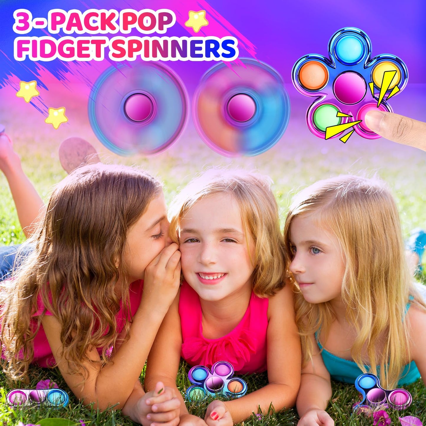 Pop Fidget Spinner  Fidget Spinners Bulk for Kids &mature-themeds - Party Toy Favors & Goodie Bag Stuffer for Autism ADHD  Treasure Box Toys for Classroom Stocking Stuffers