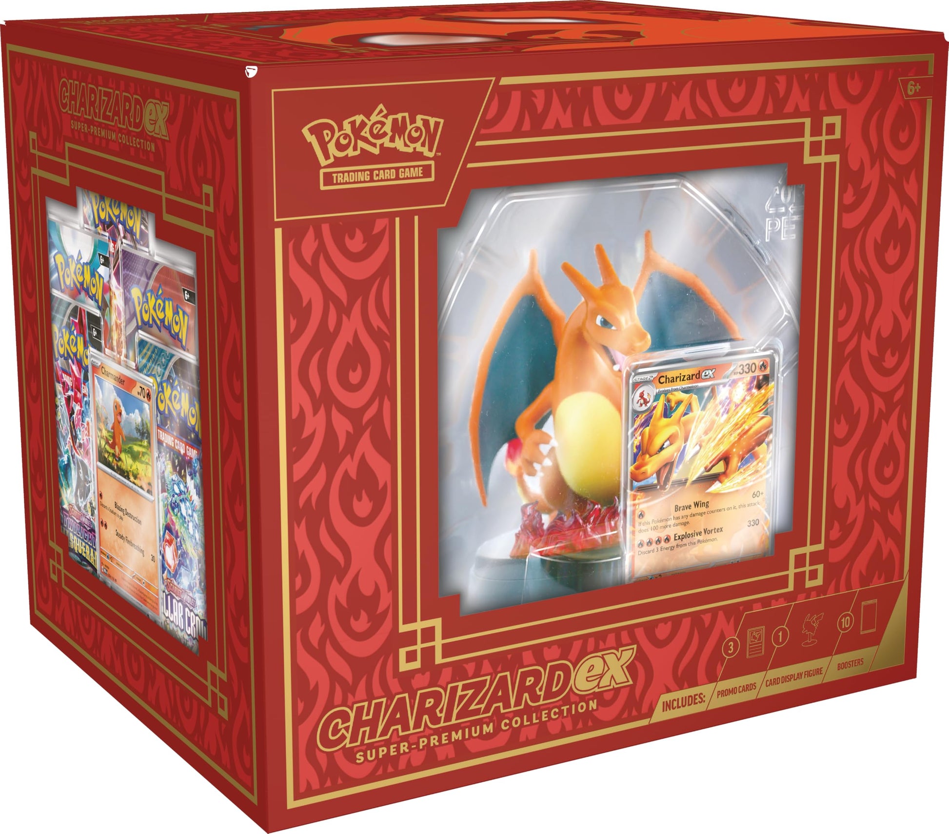 Pok?mon TCG: Charizard ex Super-enhanced Collection (3 Foil Promo Cards  1 Card-Display Figure & 10 Booster Packs)