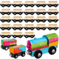 Lenwen 26 Pcs Unpainted Magnetic Wooden Trains Cars Unfinished Party Favors Wood Train Set For Birthday Party Train Theme Supplies Paint Project Craft Diy Decorations(Load Style)