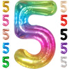 Katchon, Giant Rainbow 5 Balloon Number - 40 Inch | Colorful Gradient Rainbow Five Balloon Number For 5Th Birthday Decorations Girl | Jelly 5 Birthday Balloon, Five Balloon For Rainbow Party Supplies