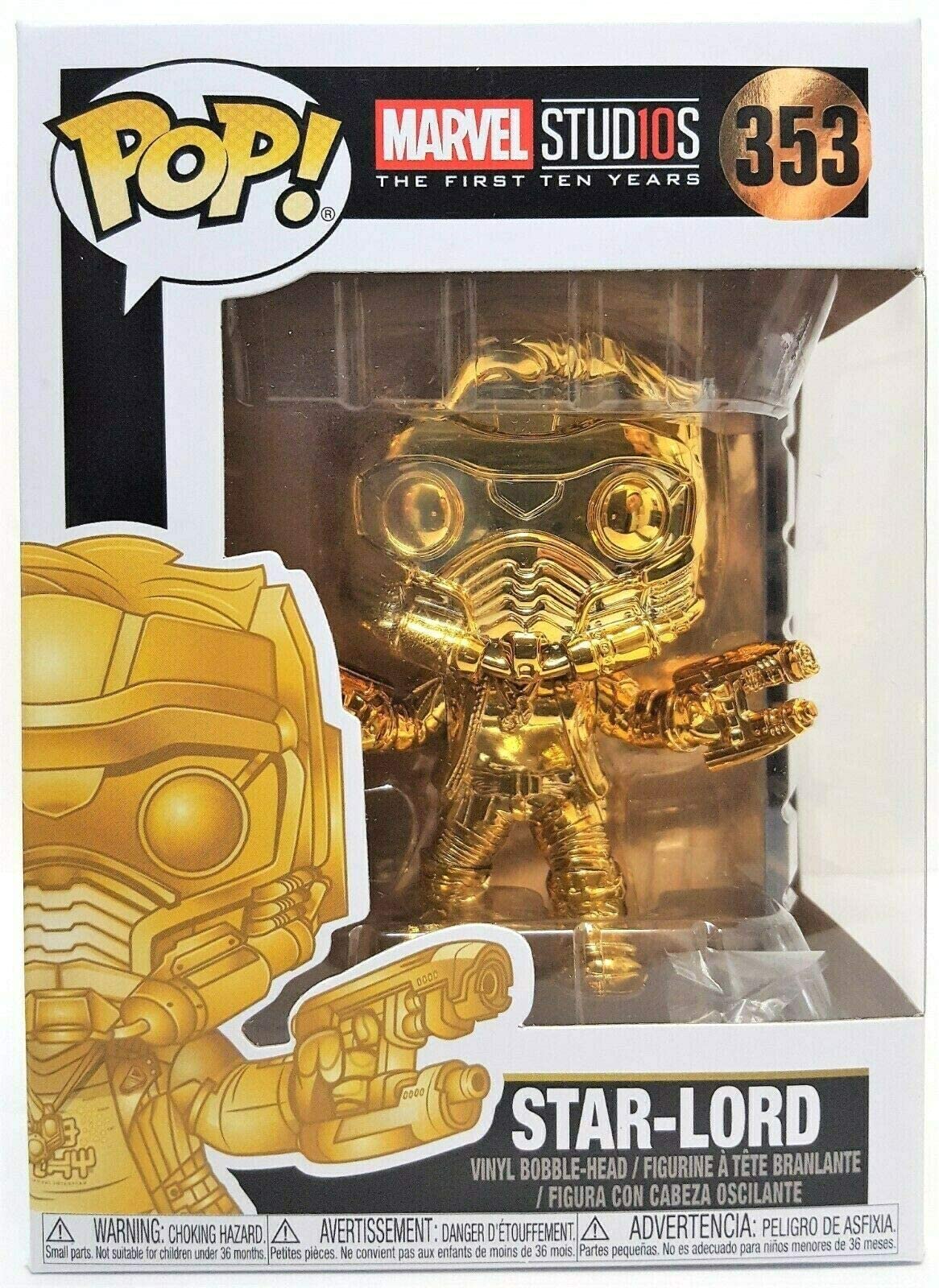 Funko Pop Movies: Guardians Of The Galaxy - Gold Chrome Star-Lord Collectible Figure, Multicolor