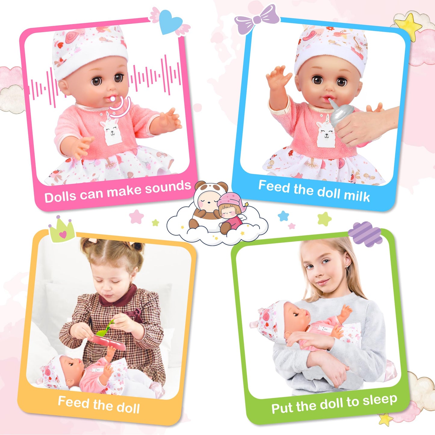 Baby Doll Care Set, Baby Doll Feeding Playset 20Pcs, Realistic Pretend Play Baby Doll, Incl Baby Care Bag, Milk Bottle, Pacifier, Diaper, Clothes, B-Day Gifts For Age 3 4 5 6+ Year Old Girls Kids