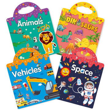 Sticker Book Reusable - 4 Sets Sticker Pads - Removable Stickers Toy For Kids Fashion Activity, Creative Sticker Story Books For