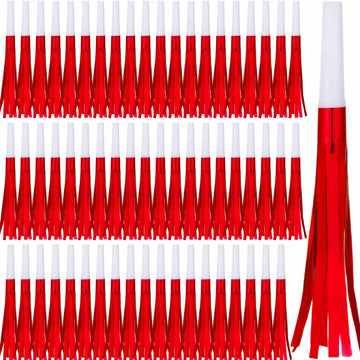 Lcpqmzgh 60 Pcs Gold Noise Makers, Metallic Fringed Noise Makers For New Year Party Favor Supplies (Red)