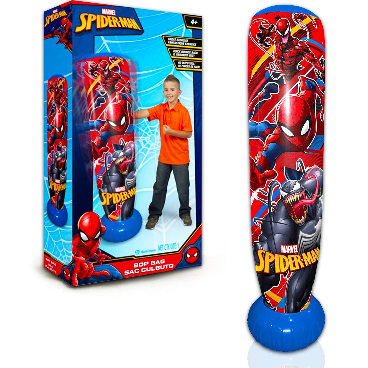 Marvel Spiderman Bop Bag for Kids - Punching Bag Bundle with Stickers, Outdoor Play, Spiderman Design