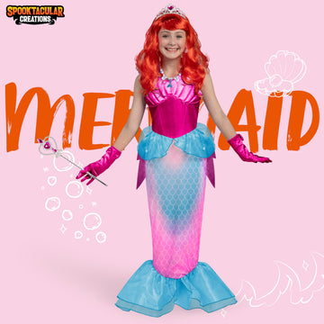 Spooktacular Creations Halloween Mermaid Costume for Girls, Magenta Little Mermaid Dress, Princess Dress Up for Girls 4-6 Toddle