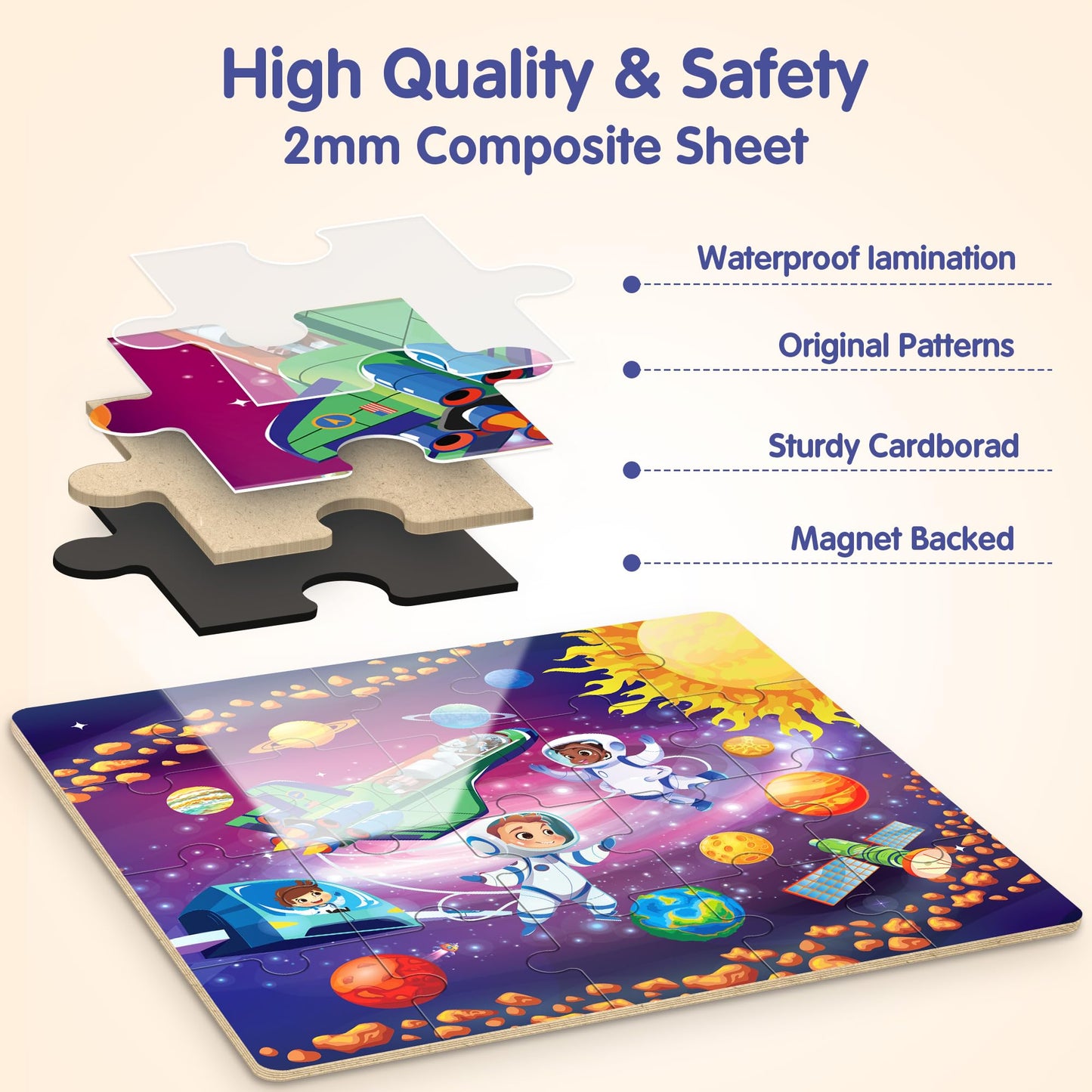 Synarry Magnetic Puzzles For Toddlers 3-5, Space Planets Solar System Puzzles For Toddlers 2-4, Travel Puzzles For Kids Ages 4-6 Car Airplane Road Trip Activities Games Gifts Toys For 3 4 5 6 Year Old