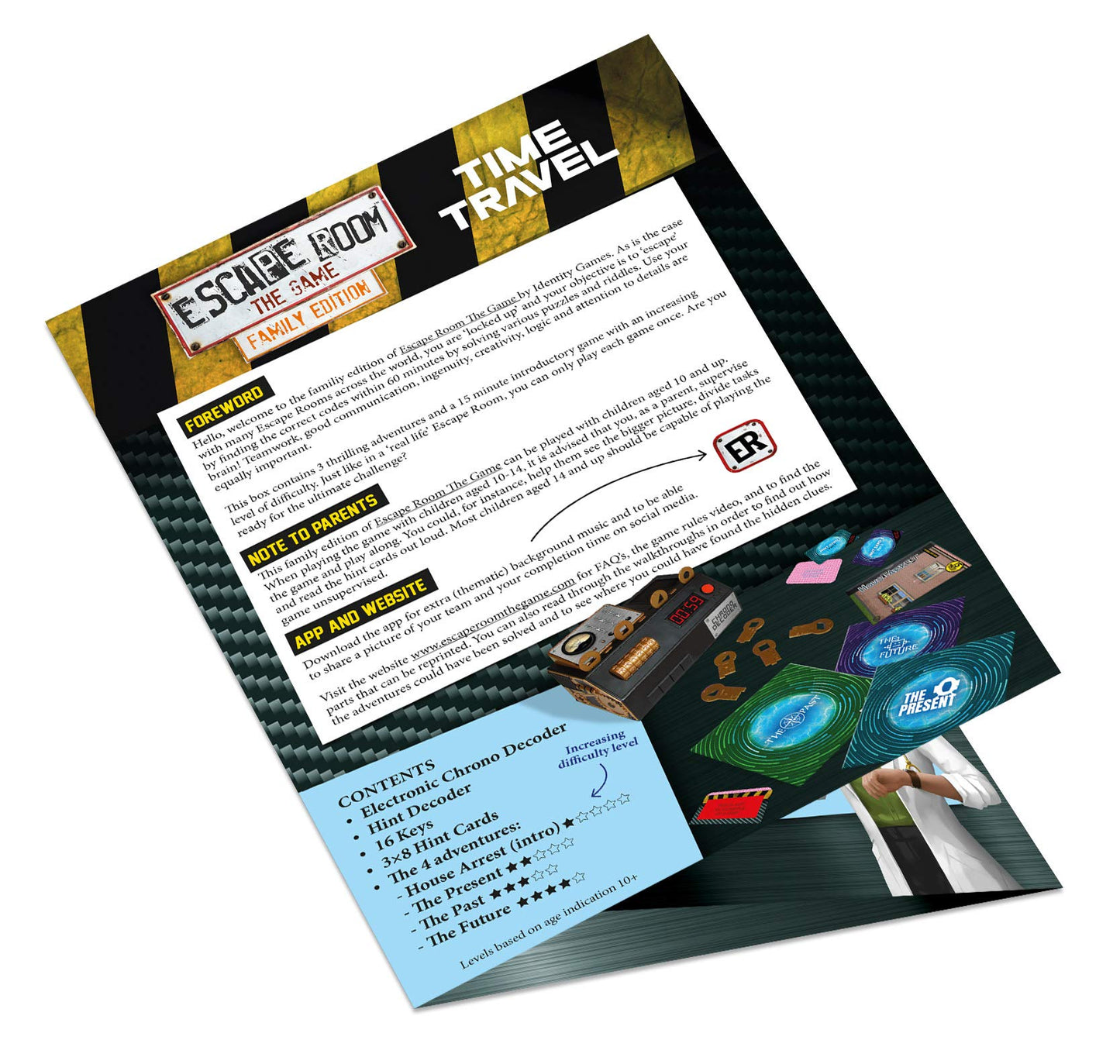 Identity Games Escape Room The Game - Family Edition, 3 Time Travel Games, Cardstock, Multicolored, Model IDG 7119