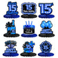 Happy 15th Birthday Honeycomb Centerpieces 9Pcs Stylish Sophisticated Blue Neon Theme Table Decor for Boys Girls Birthday Party 