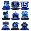 Happy 15th Birthday Honeycomb Centerpieces 9Pcs Stylish Sophisticated Blue Neon Theme Table Decor for Boys Girls Birthday Party 