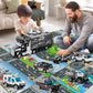 NIPLOOOW Police Trucks Toy Set with Play Mat, Carrier Truck Play Vehicles Set for 3 4 5 6 Years Old Boys Kids, Die-Cast Car Toy