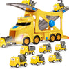 VROOMIX 3-Layer Extra Large Construction Truck Toys for Boy Girls, 7-in-1 Big Transport Vehicle Carrier Truck with Directional T