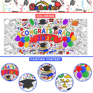 Gatherfun Graduation Party Giant Coloring Poster - 31.5X 72 Inches - Versatile Classroom Wall D  Cor & Graduation Activity - Cla