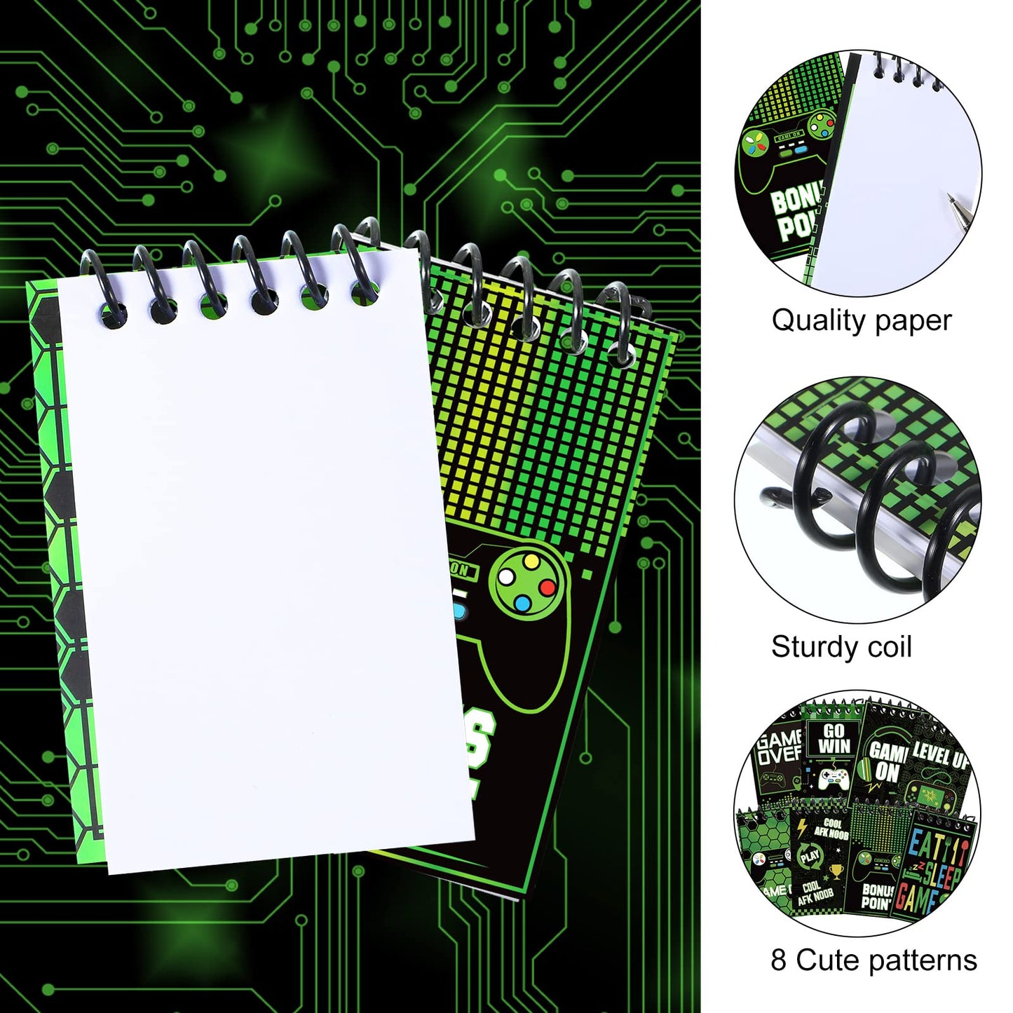 Marspark 24 Pieces Video Game Party Favors Gaming Mini Notepads Gamer Video Gamer Favors Gaming Notepad Gaming Party Supplies Bu