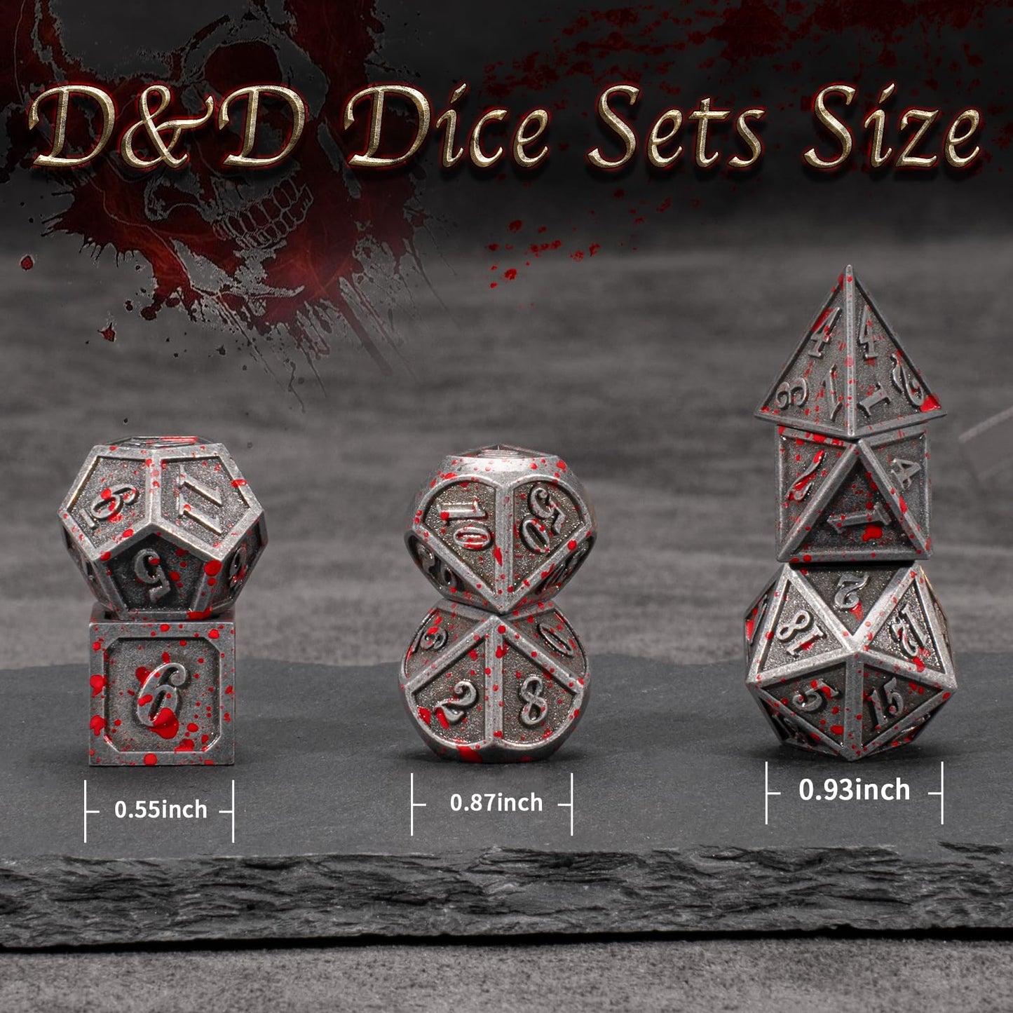 HNCCESG D&D Dice,DND Dice Set for Dungeons and Dragons,D20 Metal Dice for Gaming Dice Set D and D Dice or RPG Role Playing MTG T