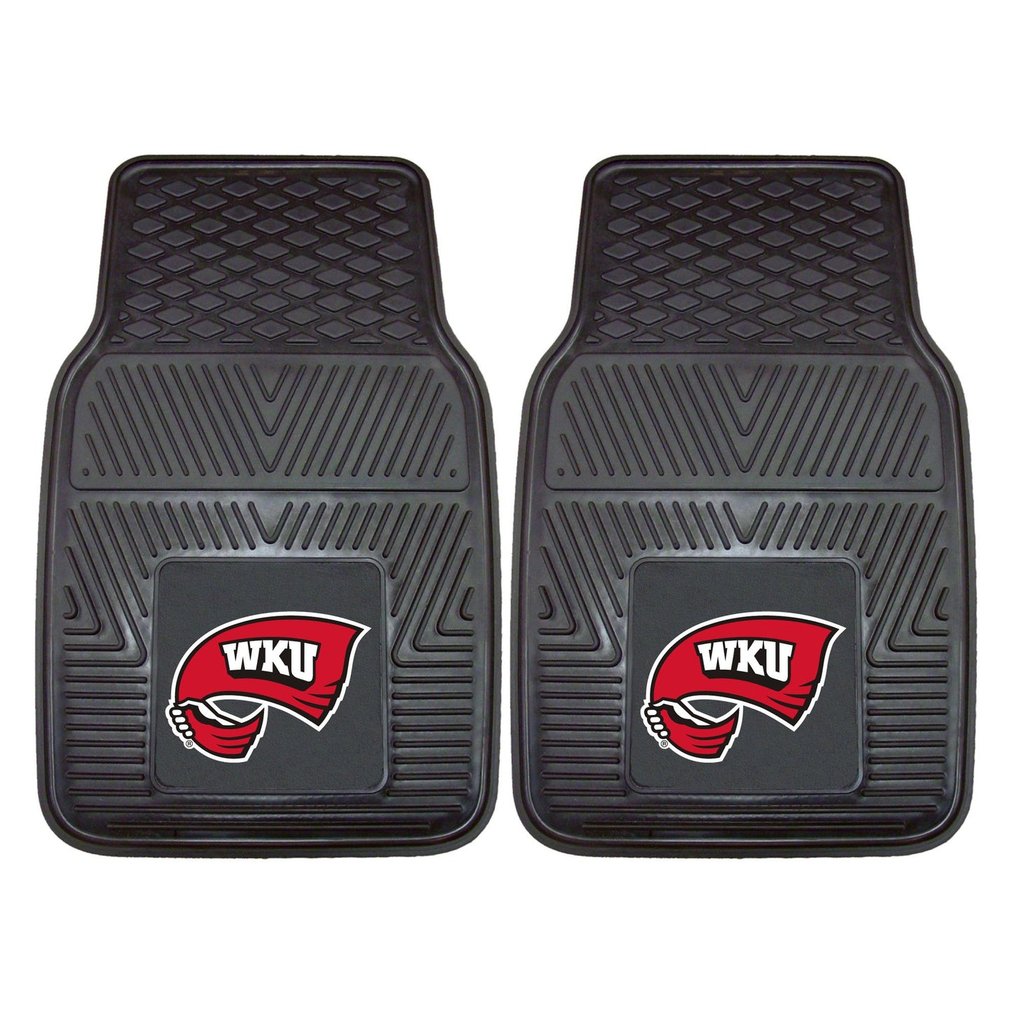 FANMATS 12444 Western Kentucky Hilltoppers 2-Piece Heavy Duty Vinyl Car Mat Set, Front Row Floor Mats, All Weather Protection, U