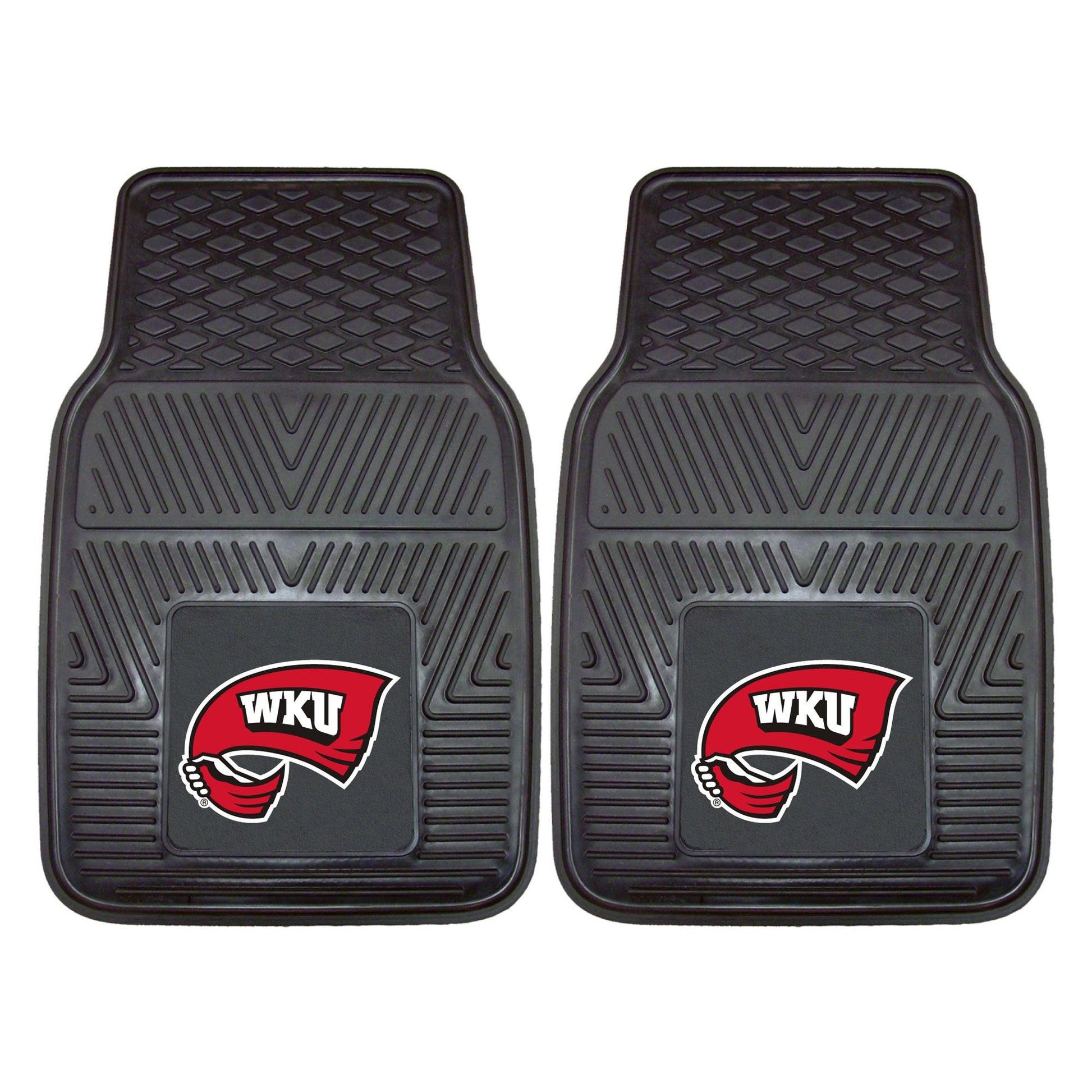 FANMATS 12444 Western Kentucky Hilltoppers 2-Piece Heavy Duty Vinyl Car Mat Set, Front Row Floor Mats, All Weather Protection, U