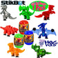 Hog Wild StikBot Dinosaur Mystery Egg Figures Gift Set - 3 Pack Assorted Colors with Storage Bag, Medium, Plastic