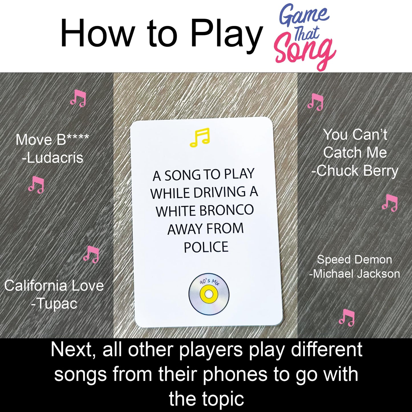 Game That Song 90's Mix Expansion - 50 New Cards - Cardstock - Family Fun Game for Adults & Teens - White/Off-White