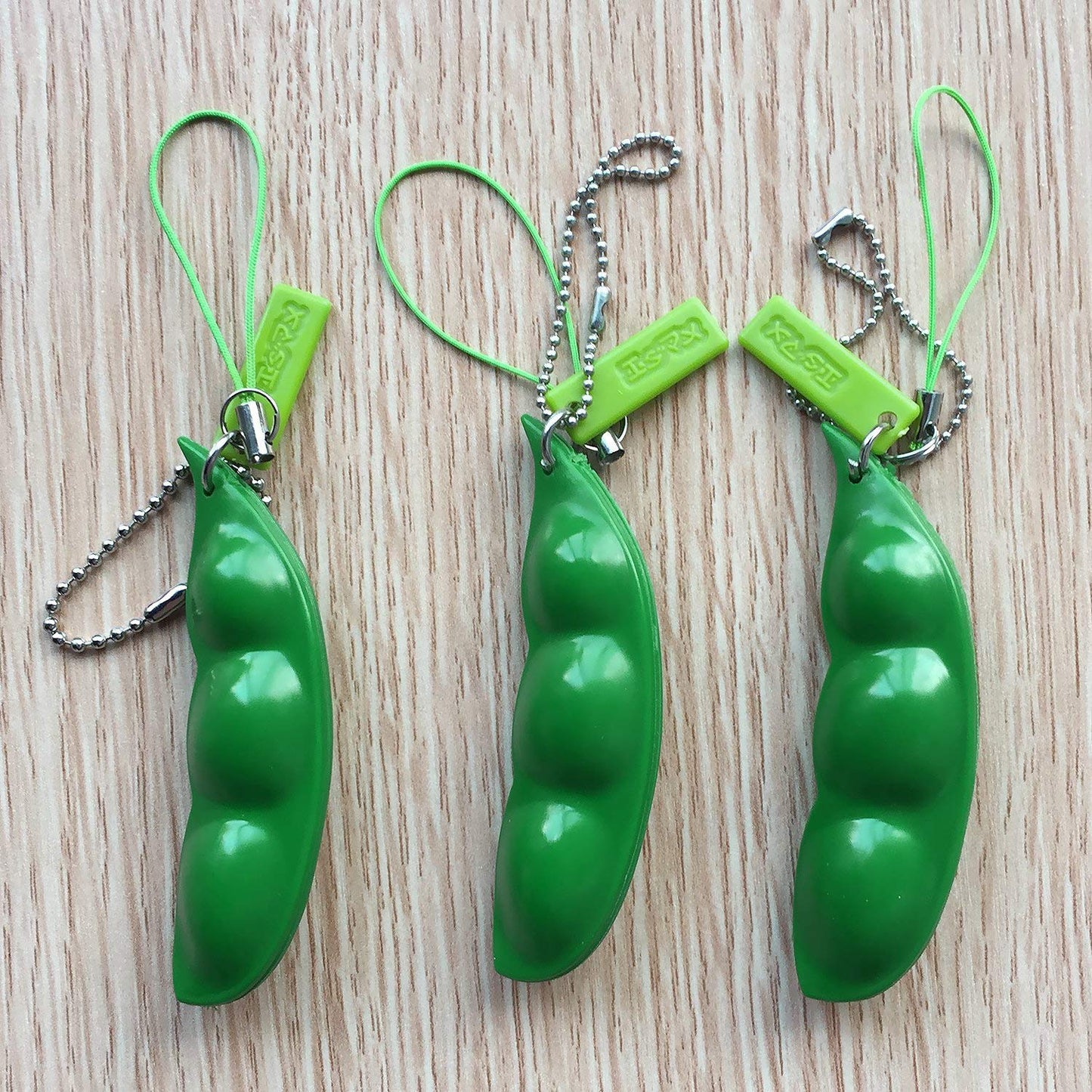 Acerich 6 Pack Edamame Keychain Fidget Toys - Squeeze-a-Bean Puchi Puti Mugen Keyring Pea Keychain Soybean Toys Gift