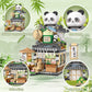 Street View Tea Shop Mini Building Blocks, Moc Creative Building Toys Cute Panda Animals Building Set For Girls 6-12, Simulation