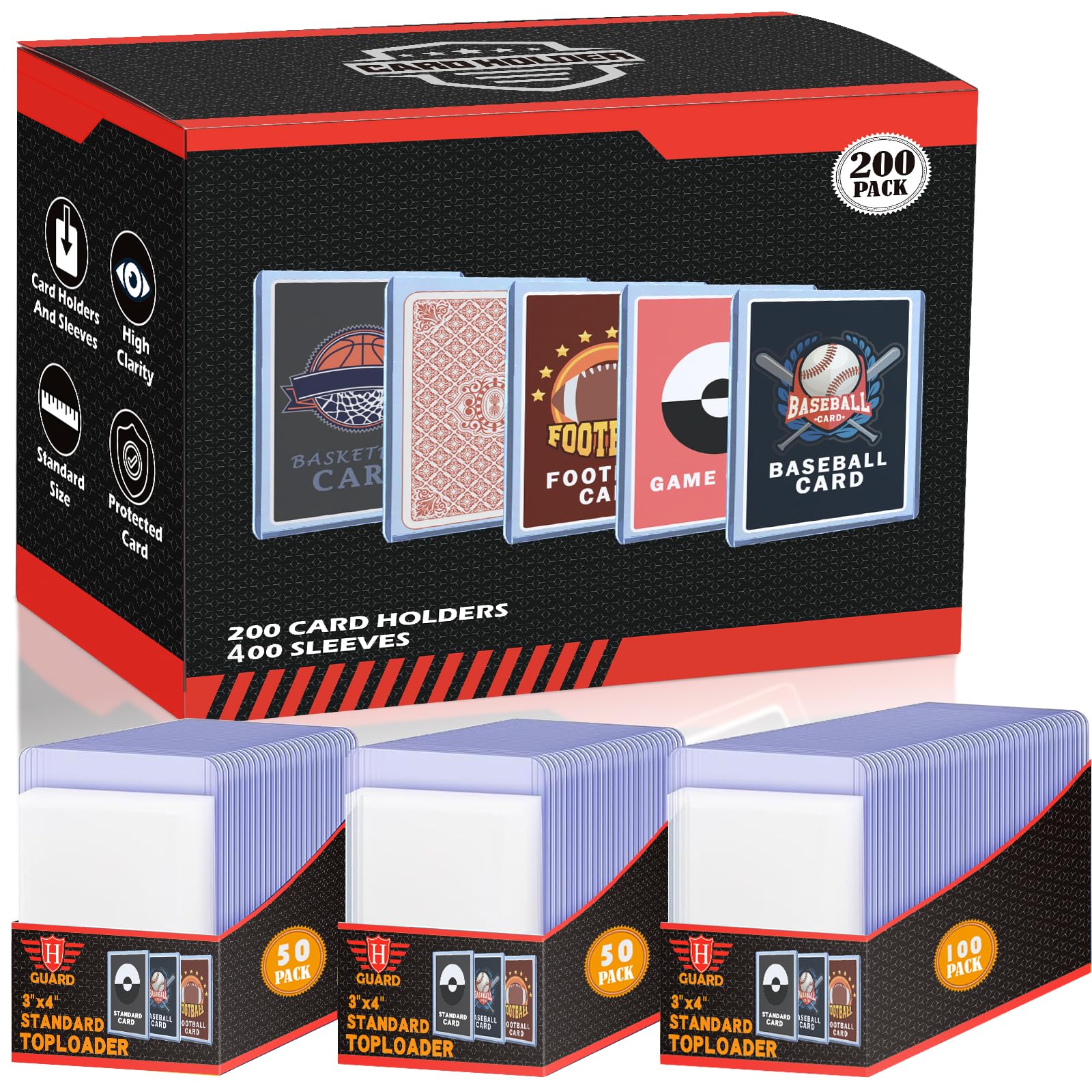 600 PCS TopLoaders Card Sleeves for Trading Cards, 3 x 4 Hard Plastic Baseball Card Protectors Card Holder Fit for MTG, TCG, Sta