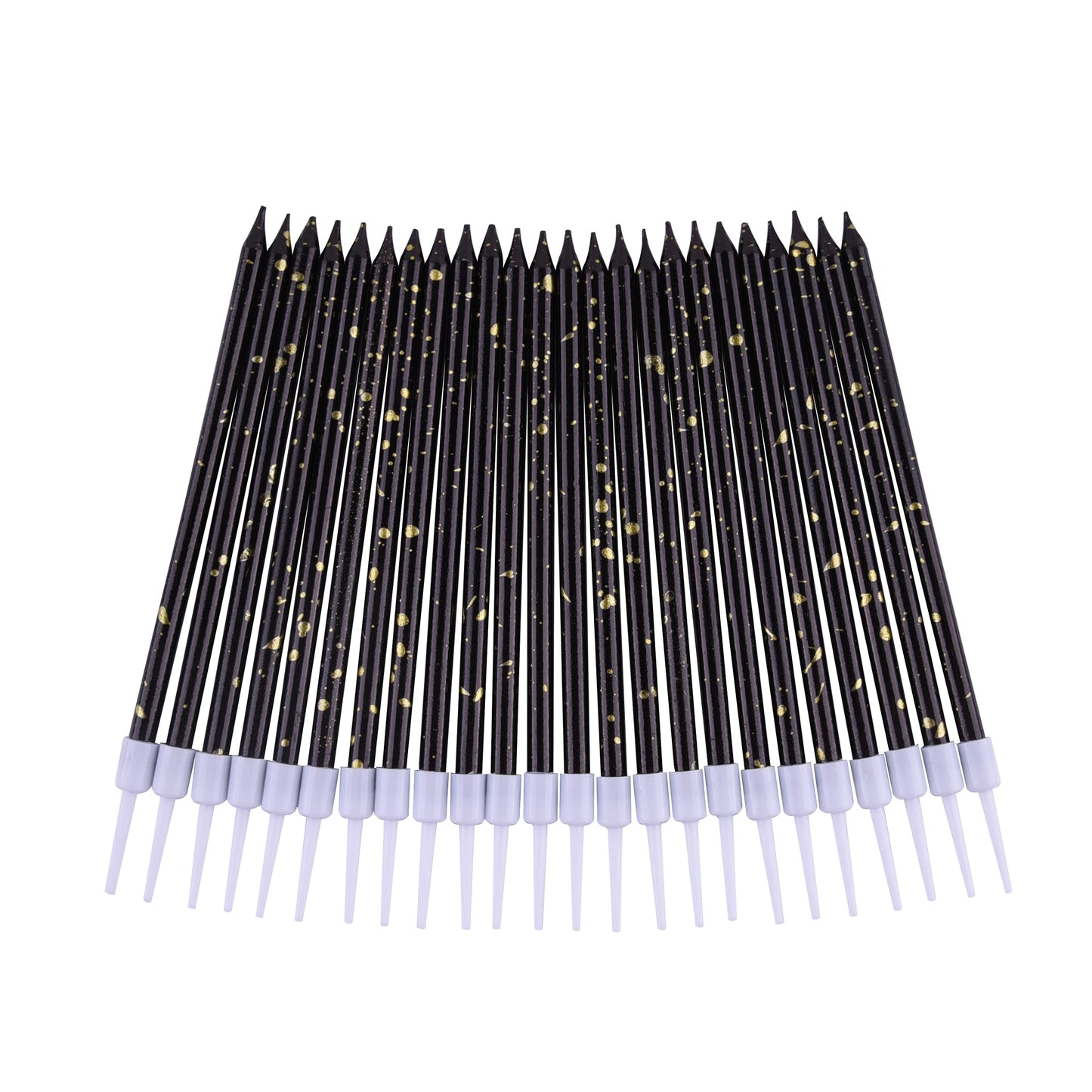 PHD CAKE 24-Count Black Gold Long Thin Birthday Candles, Cake Candles, Birthday Parties, Wedding Decorations, Party Candles, Uns