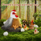 BENINY 8Pcs Chicken Stuffed Animal  Stuffed White Hen with Little Baby Chicks and Coop  Plush Toys for Kids  Hit of Christmas Farm Party