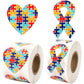 FEBSNOW Autism Sticker, 600Pcs 2 Roll Autism Awareness Heart Ribbon Stickers Self Adhesive Aspergers Awareness Decal Sticker En