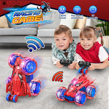 Spider Remote Control Car RC Car Toys for Boys 3 4 5 6 7 8 9 10 Year Old,360 Fast Stunt RC Cars with 4WD Wheel Lights,Fun Spider